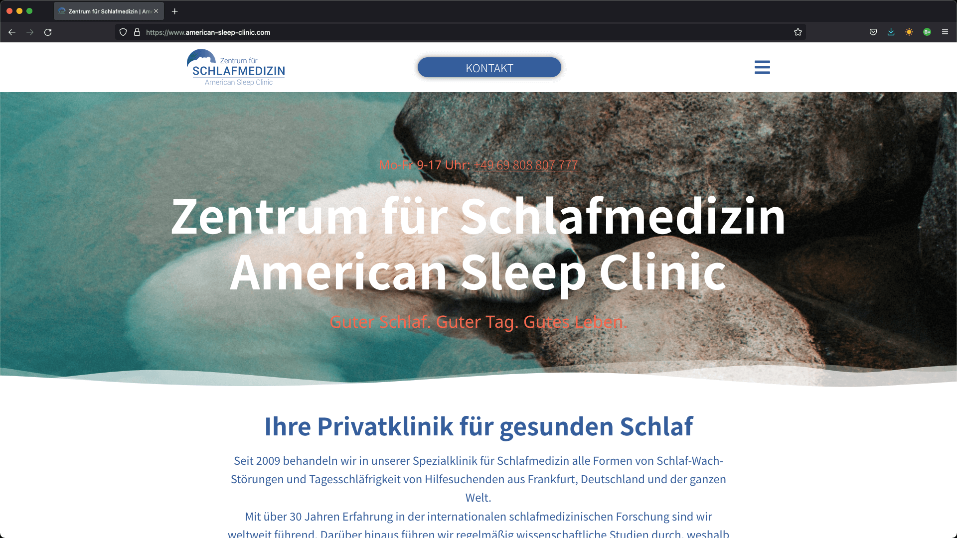 webdesign für die american sleep clinic frankfurt