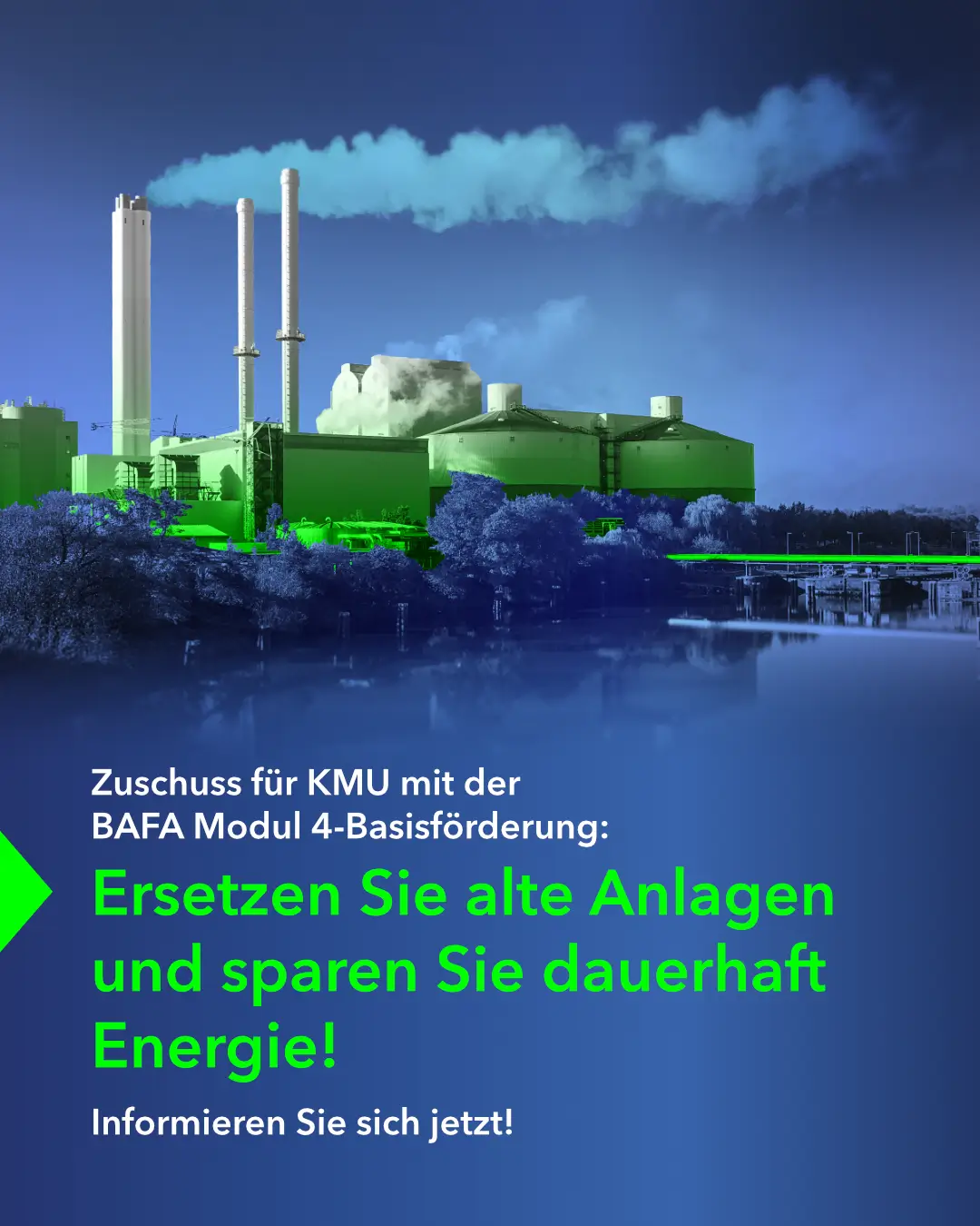 BAFA Modul 4 – Energie- und ressourcenbezogene Optimierung von Anlagen und Prozessen – Ersetzen Sie alte Anlagen und sparen Sie dauerhaft Energie! Social Media Werbung / Corporate Branding